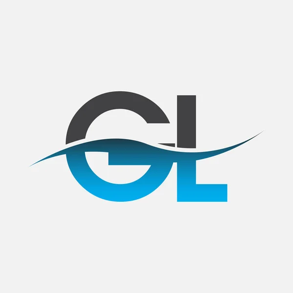最初的字母标志Gl公司名称蓝色和灰色Swoosh设计 企业和公司标识的向量标志类型 — 图库矢量图片