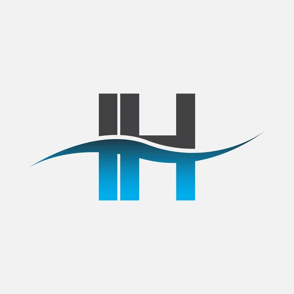 最初的字母标志Ih公司名称蓝色和灰色Swoosh设计 企业和公司标识的向量标志类型 — 图库矢量图片