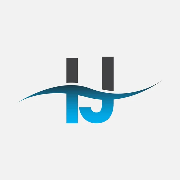 首字母标识Ij公司名称蓝色和灰色Swoosh设计 企业和公司标识的向量标志类型 — 图库矢量图片