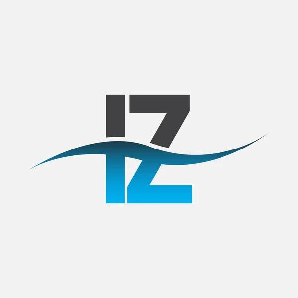 首字母标识Iz公司名称蓝色和灰色Swoosh设计 企业和公司标识的向量标志类型 — 图库矢量图片