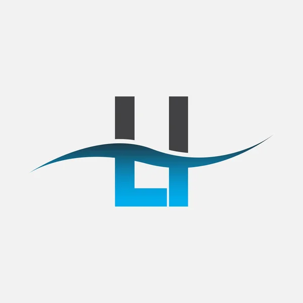 Logotipo Letra Inicial Nome Empresa Azul Cinza Design Swoosh Cor —  Vetores de Stock