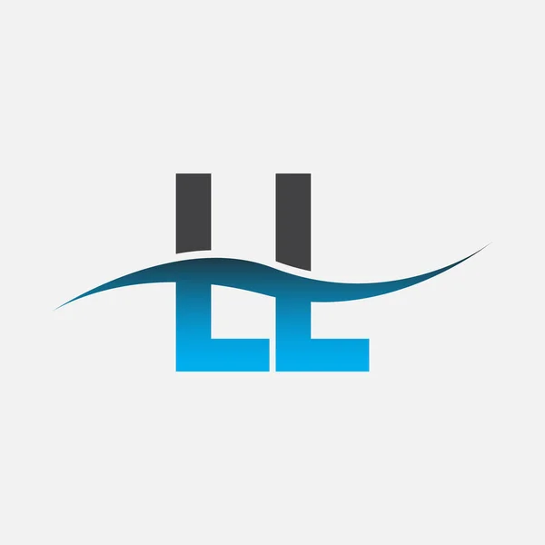 Logo Inițial Litera Numele Companiei Albastru Gri Culoare Swoosh Design — Vector de stoc