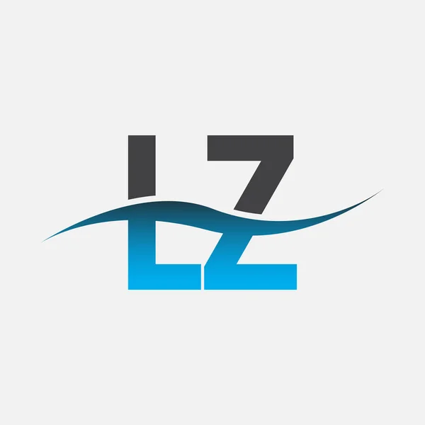 首字母标识Lz公司名称蓝色和灰色Swoosh设计 企业和公司标识的向量标志类型 — 图库矢量图片