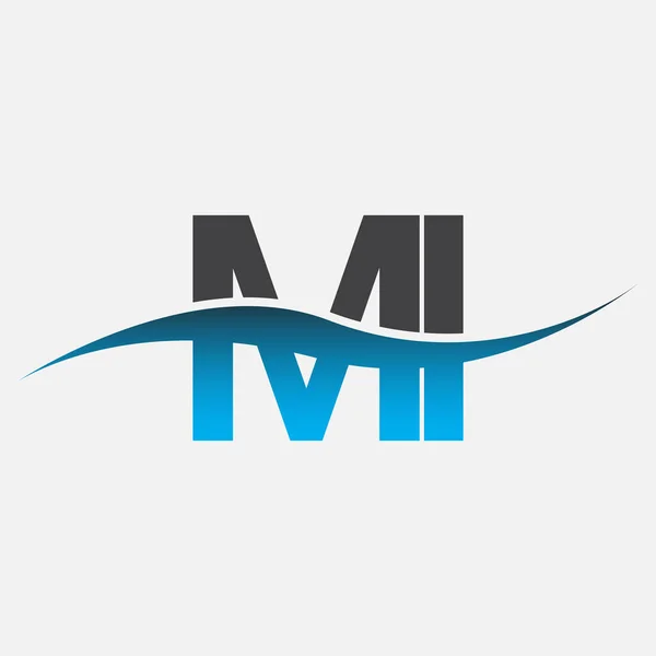 Lettre Initiale Logo Nom Entreprise Bleu Gris Couleur Swoosh Design — Image vectorielle