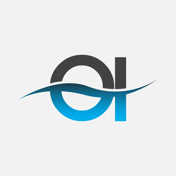 Logotipo Letra Inicial Nome Empresa Azul Cinza Design Swoosh Cor — Vetor de Stock
