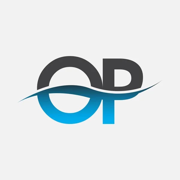 Logotipo Carta Inicial Nome Empresa Azul Cinza Cor Design Swoosh — Vetor de Stock