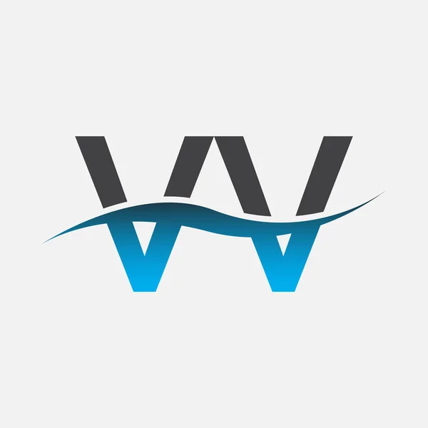 Beginletter Logo Bedrijfsnaam Blauw Grijs Kleur Swoosh Ontwerp Vector Logotype — Stockvector