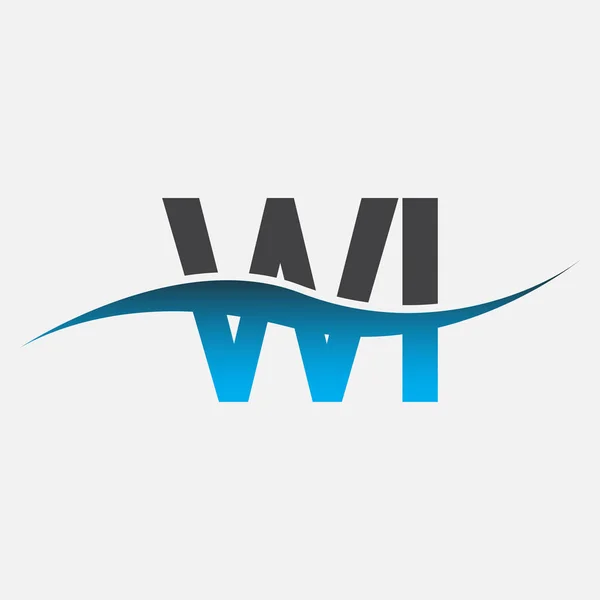 Αρχικό Λογότυπο Γράμμα Όνομα Εταιρείας Μπλε Και Γκρι Χρώμα Swoosh — Διανυσματικό Αρχείο