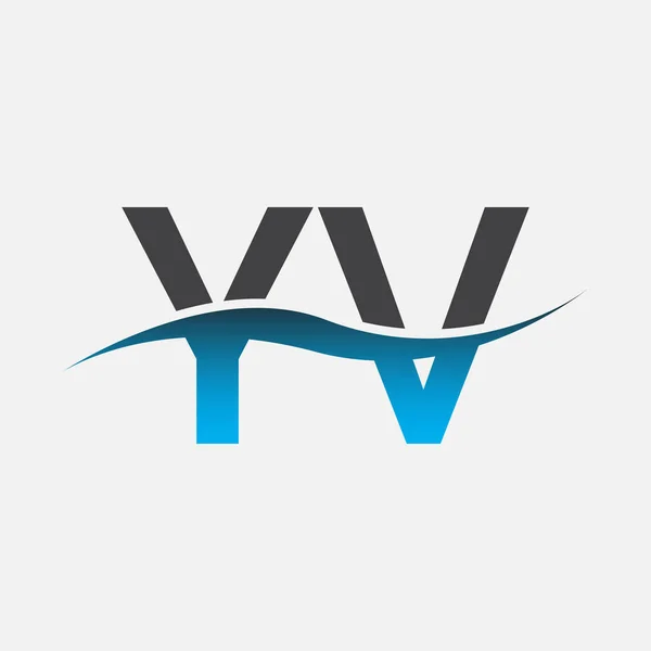 Początkowe Logo Literowe Nazwa Firmy Niebieski Szary Kolor Swoosh Projektu — Wektor stockowy