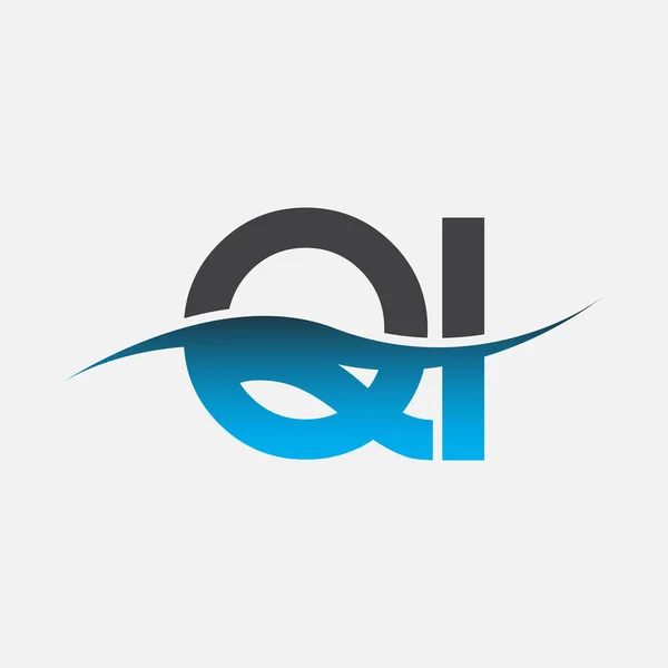 Αρχικό Λογότυπο Γράμμα Όνομα Εταιρείας Μπλε Και Γκρι Χρώμα Swoosh — Διανυσματικό Αρχείο