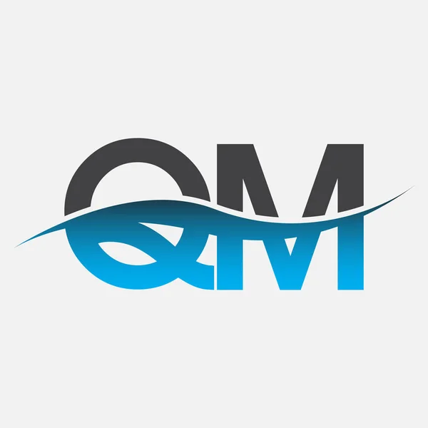 Logotipo Carta Inicial Nome Empresa Azul Cinza Design Swoosh Cor — Vetor de Stock