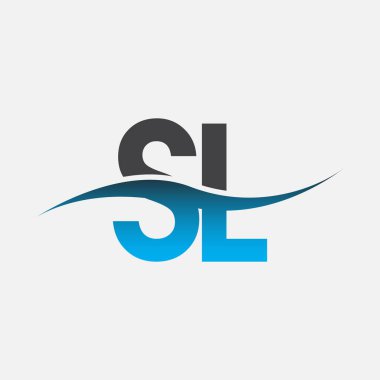 İlk harf logosu SL şirketi adı mavi ve gri renk swoosh tasarımı. İş ve şirket kimliği için vektör logosu.