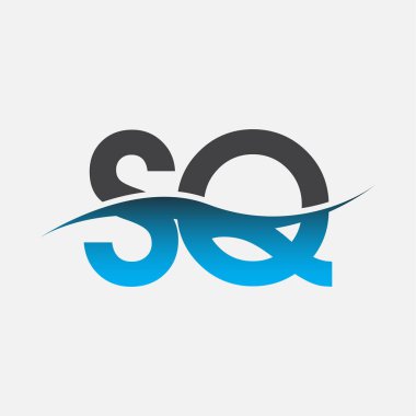İlk harf logosu SQ şirketinin adı mavi ve gri renk desenli. İş ve şirket kimliği için vektör logosu.