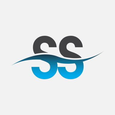 İlk harf logosu SS şirketinin mavi ve gri renkli çizimi. İş ve şirket kimliği için vektör logosu.