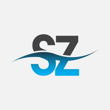 İlk harf logosu SZ şirket adı mavi ve gri renk swoosh tasarımı. İş ve şirket kimliği için vektör logosu.