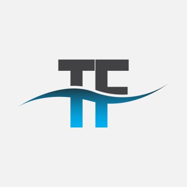 İlk harf logosu TF şirketinin adı Mavi ve Gri renkli Swoosh tasarımı. İş ve şirket kimliği için vektör logosu.