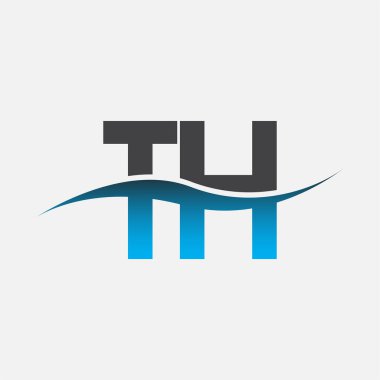 İlk harf TH şirketi adı mavi ve gri renk desenli. İş ve şirket kimliği için vektör logosu.