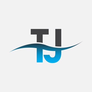 İlk harf logosu TJ şirketinin adı mavi ve gri renk desenli. İş ve şirket kimliği için vektör logosu.