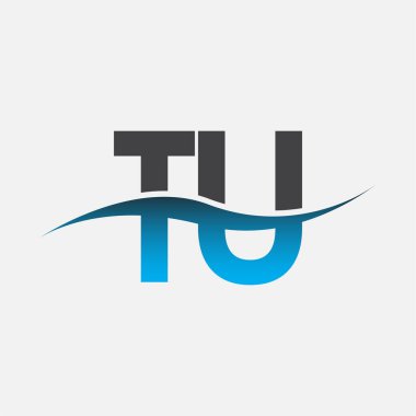 İlk harf logosu TU şirketinin adı mavi ve gri renk desenli. İş ve şirket kimliği için vektör logosu.