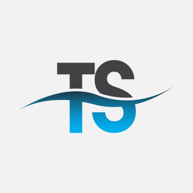 İlk harf TS şirketi adı mavi ve gri renkli Swoosh tasarımı. İş ve şirket kimliği için vektör logosu.