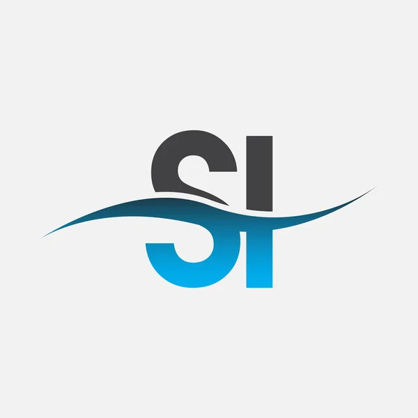 Anfangsbuchstaben Logo Firmenname Blau Und Grau Farbe Swoosh Design Vektor — Stockvektor