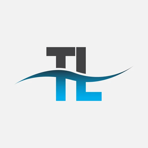 最初的字母标识Tl公司名称蓝色和灰色Swoosh设计 企业和公司标识的向量标志类型 — 图库矢量图片