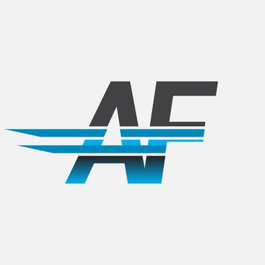 İlk logo AF şirketi adı siyah-mavi, Basit ve Modern Logo Tasarımı.