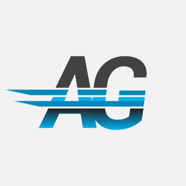 İlk logo AG şirketi adı siyah-mavi, Basit ve Modern Logo Tasarımı.