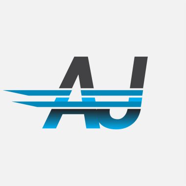 İlk logo AJ şirketi adı siyah-mavi, Basit ve Modern Logo Tasarımı.