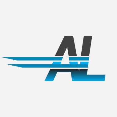 İlk logo AL şirketi adı siyah-mavi, Basit ve Modern Logo Tasarımı.