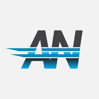 İlk logo AN şirket adı siyah-mavi, Basit ve Modern Logo Tasarımı.