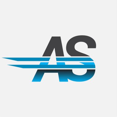 İlk logo AS şirketi adı siyah-mavi, Basit ve Modern Logo Tasarımı.