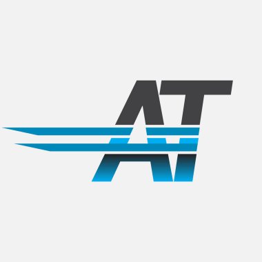 İlk logo AT şirketi adı siyah-mavi, Basit ve Modern Logo Tasarımı.