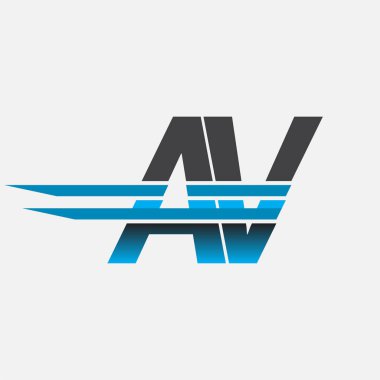 İlk logo AV şirketi adı siyah-mavi, Basit ve Modern Logo Tasarımı.