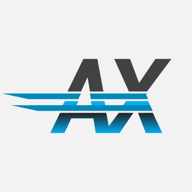 İlk logo AX şirketi adı siyah-mavi, Basit ve Modern Logo Tasarımı.