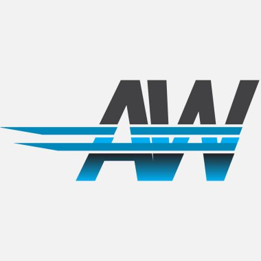 İlk logo AW şirketi adı siyah-mavi, Basit ve Modern Logo Tasarımı.