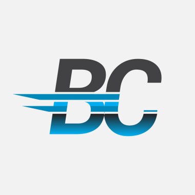 İlk logo BC şirketi adı siyah-mavi, Basit ve Modern Logo Tasarımı.