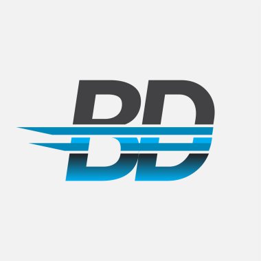 İlk logo BD şirket adı siyah-mavi, Basit ve Modern Logo Tasarımı.