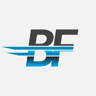 İlk logo BF şirketi adı siyah-mavi, Basit ve Modern Logo Tasarımı.