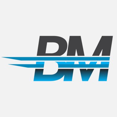 İlk logo BM şirketi adı siyah-mavi, Basit ve Modern Logo Tasarımı.