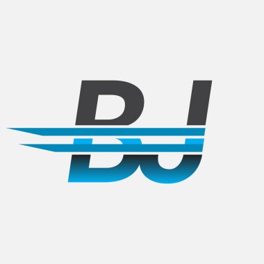 İlk logo BJ şirket adı siyah-mavi, Basit ve Modern Logo Tasarımı.
