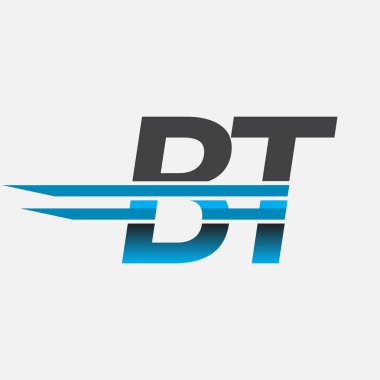 İlk logo BT şirketi adı siyah-mavi, Basit ve Modern Logo Tasarımı.