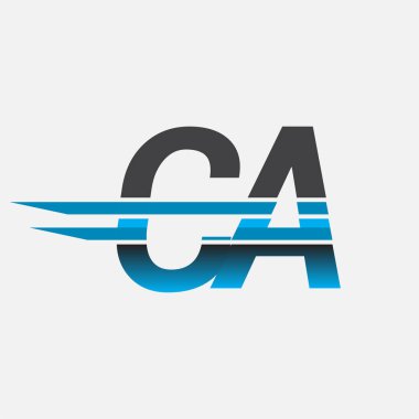 İlk logo CA şirketi adı siyah-mavi, Basit ve Modern Logo Tasarımı.