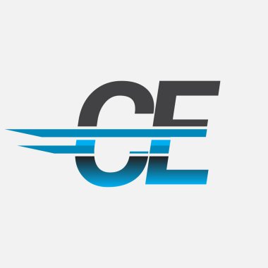İlk logo CE şirketi adı siyah-mavi, Basit ve Modern Logo Tasarımı.