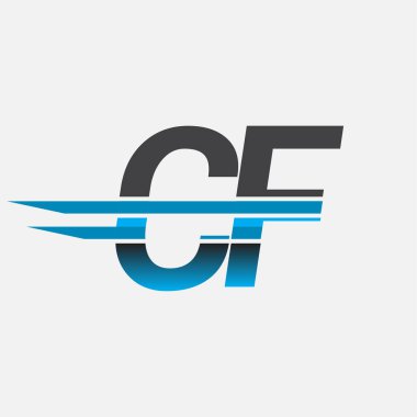 İlk logo CF şirketi adı siyah-mavi, Basit ve Modern Logo Tasarımı.