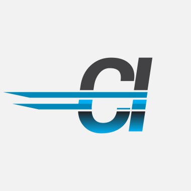 İlk logo CI şirketi adı siyah-mavi, Basit ve Modern Logo Tasarımı.