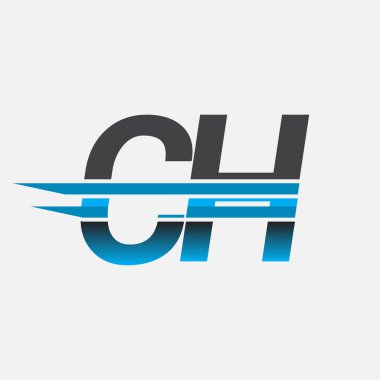 İlk logo CH şirketi adı siyah-mavi, Basit ve Modern Logo Tasarımı.