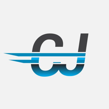 İlk logo CJ şirketi adı siyah-mavi, Basit ve Modern Logo Tasarımı.
