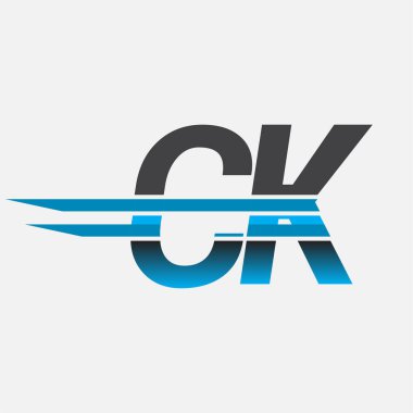 İlk logo CK şirketi adı siyah-mavi, Basit ve Modern Logo Tasarımı.