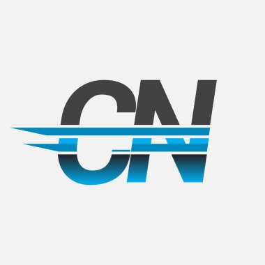 İlk logo CN şirketi adı siyah-mavi, Basit ve Modern Logo Tasarımı.